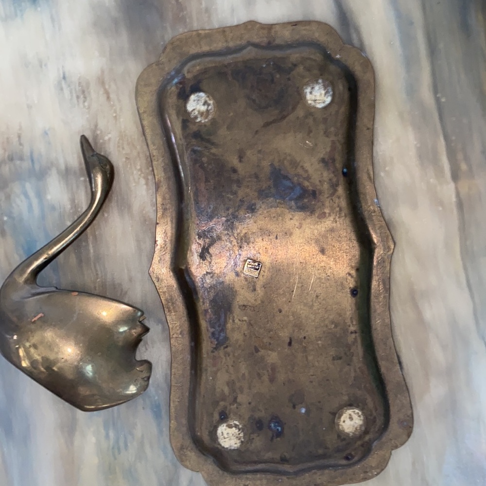 Solid brass tray made in India and bird - Picture 2 of 3